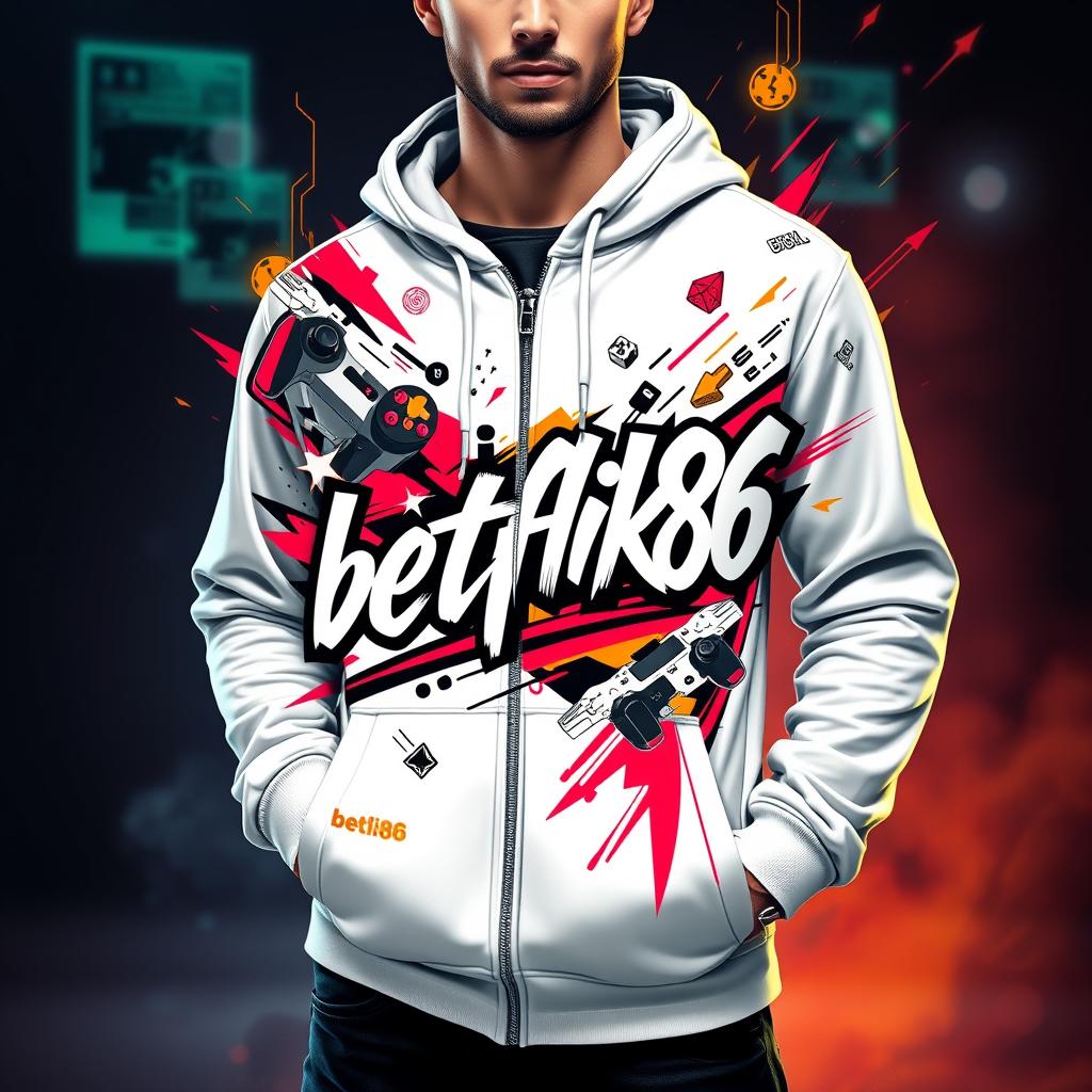 Mens Premium Zip-Up Hoodie with Gaming Graphic Art