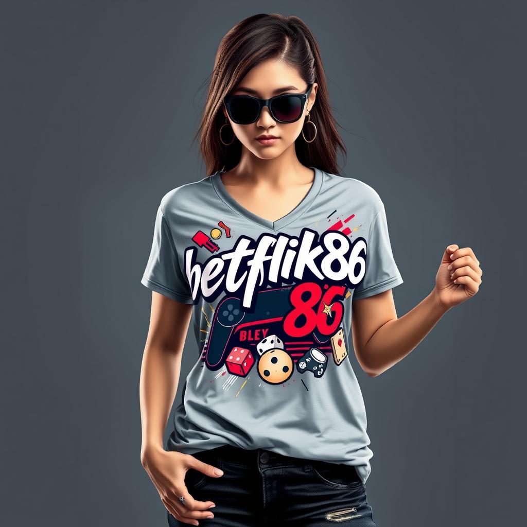 Women's Premium V-Neck Gaming T-Shirt 'betflik86'