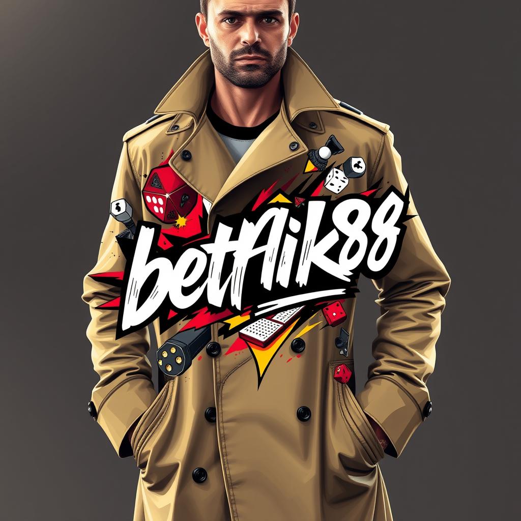 Men's Premium Trench Coat - Gaming Edition 'betflik86'